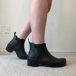Black rain booties